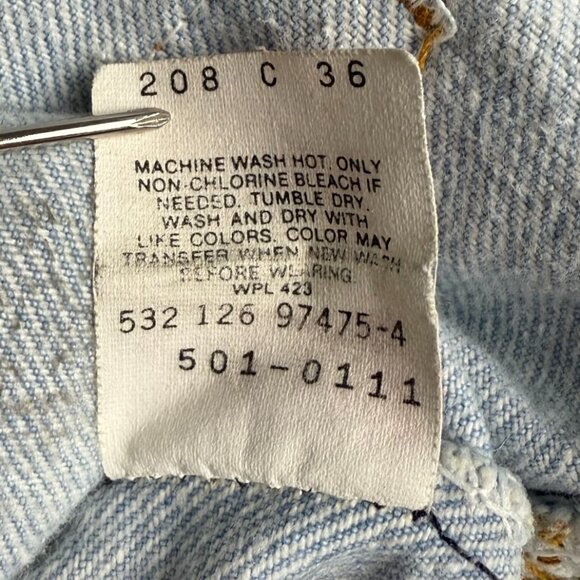 Vintage Levi's 501 Jeans Mens 38x34 Blue 80's Denim THRASHED Workwear Button Fly - Picture 6 of 12